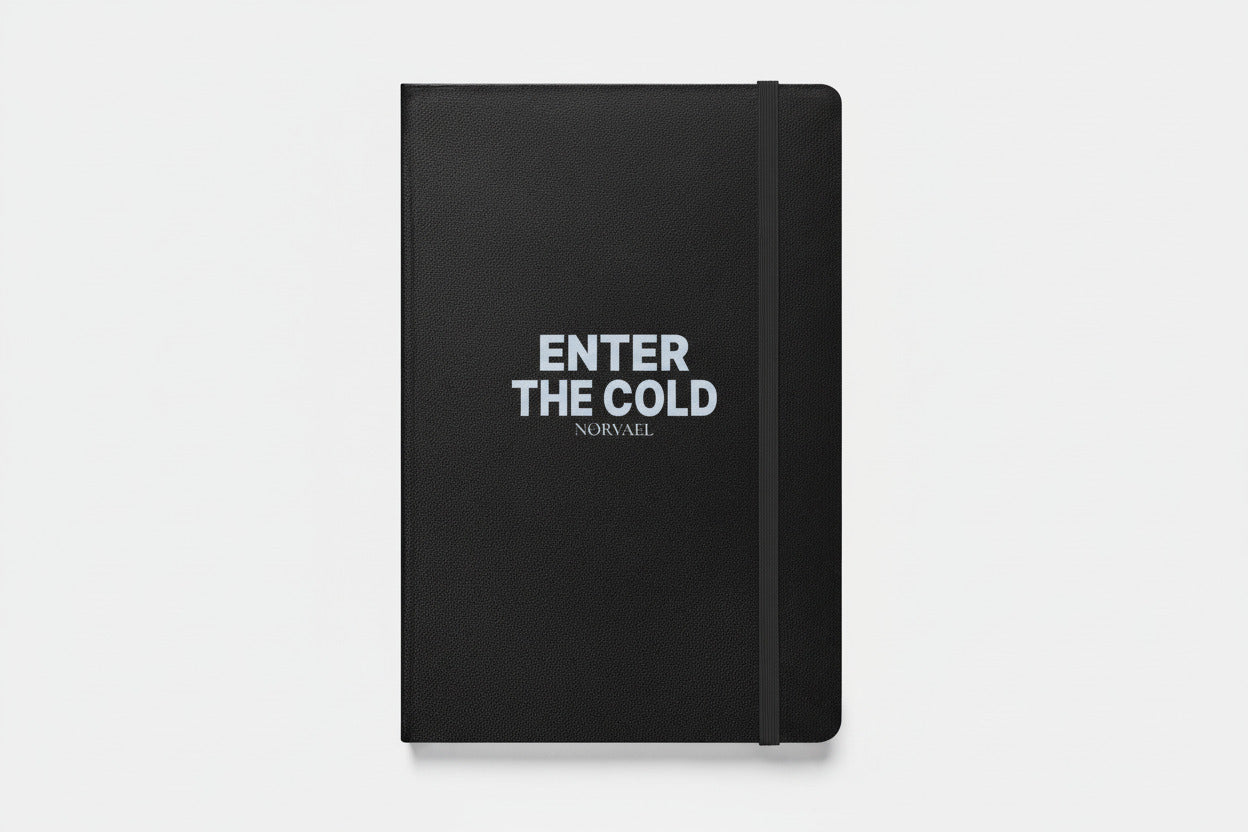 Nørvael Enter the Cold notebook for cold plunge routine, ice bath journaling and mental discipline tracking