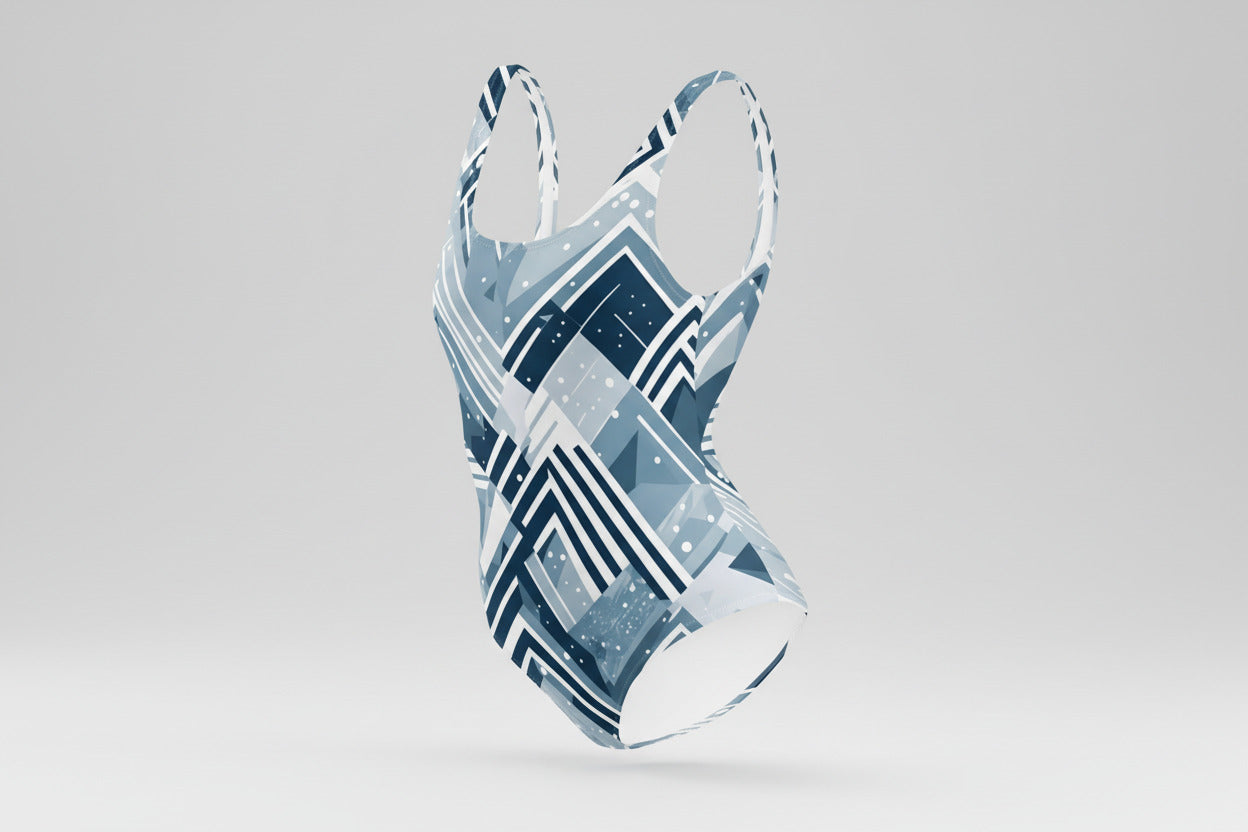 Minimalist Arctic one-piece swimsuit for ice plunging—secure fit, Nordic design by NØRVAEL"