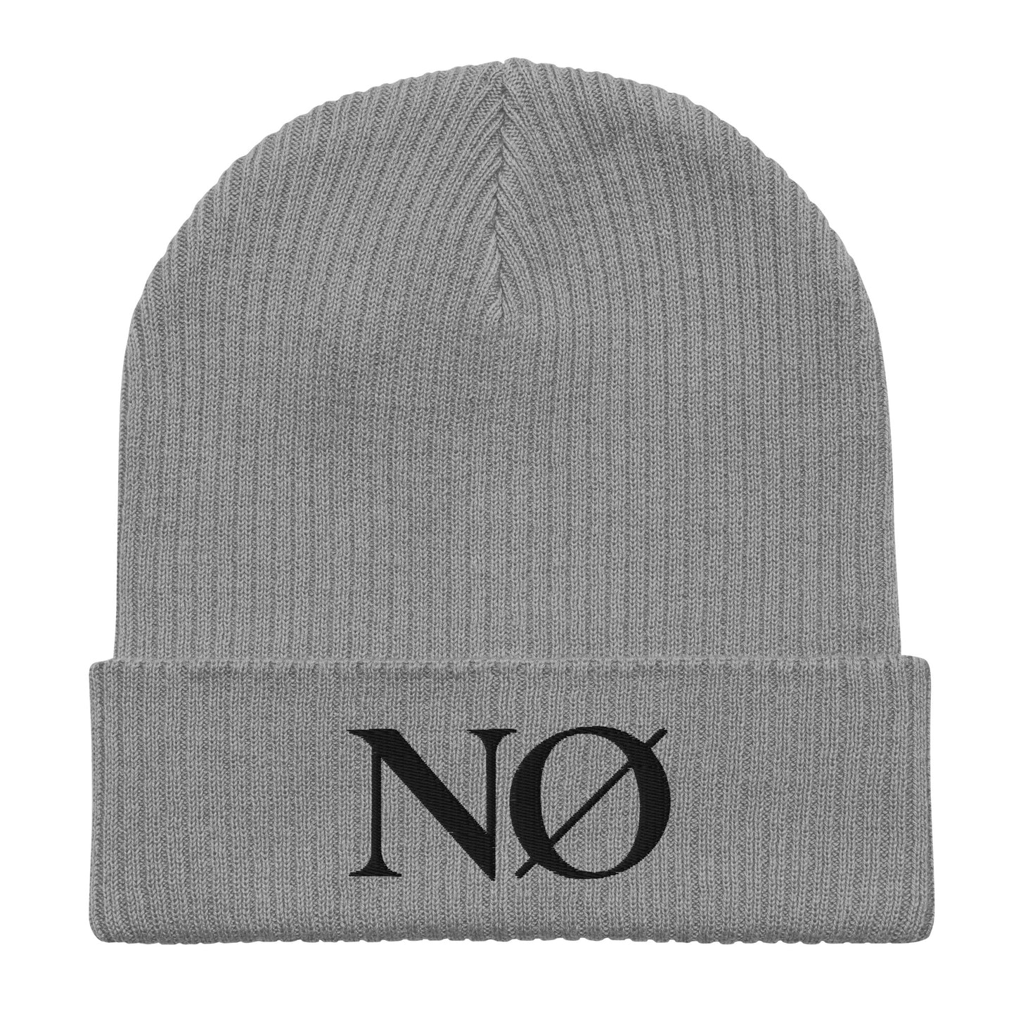 Grey beanie with deepblue "NØ" Monogram embroidery on the cuff Nørvael